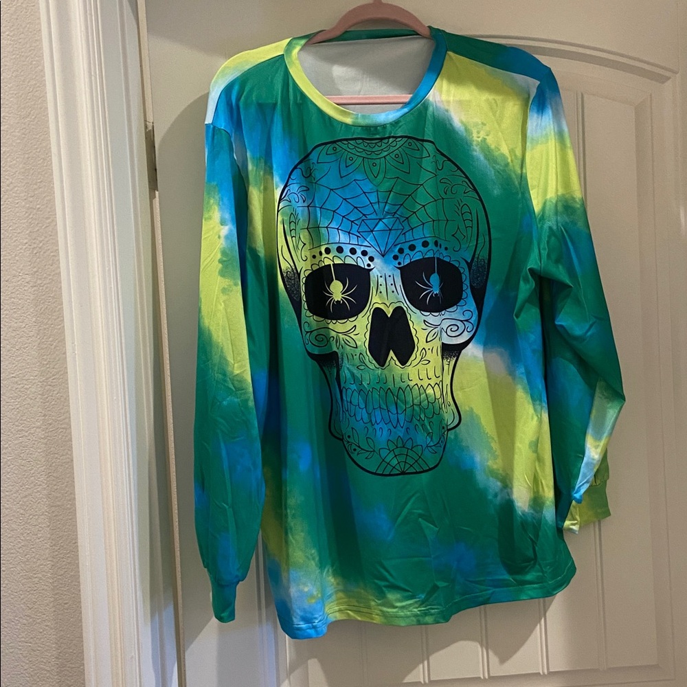 Skull tie-dye long sleeve 2XL Unisex